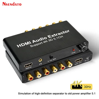 HDMI Audio Extractor Dekooder 4K 5.1 CH HDMI Heli Extractor Võimendi HDMI To RCA) 5.1 Channel 3,5 mm Analog Converter PS4 DVD