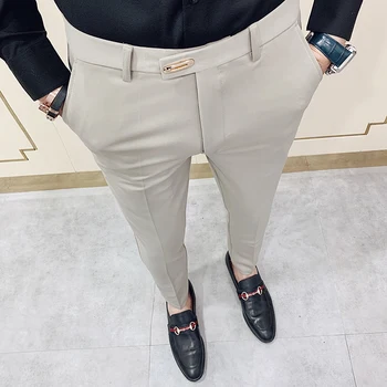 Primavera Mens Elastsusjõu Vabaaja Äri Ametlik Püksid Slim Värviga Formaalse Sotsiaalse Püksid Mees Pulmapidu Ülikond Püksid