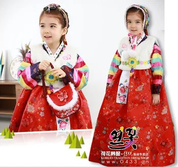 UUTE Laste Hanbok Kleit korea Traditsiooniliste Kostüüm Hanbok Palace Pulm Riided korea Vähemuse Tantsu Kostüümid Pool
