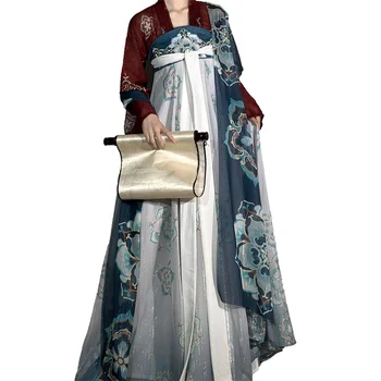 Vana-Hiina Hanfu Kleit Naistele Õie Printida Traditsiooniliste Kultuuri-Tang Dünastia Cosplay Kostüüm