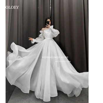 OLOEY Elegantne Ivory-Line Pulm Kleidid Olkaimeton plisseeritud Puhvis Pikkade Varrukatega Dubai Araabia Pruudi Hommikumantlid 2023