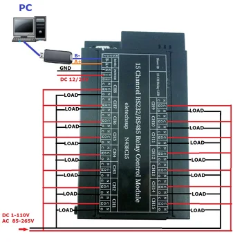 DC 12V/24V 15CH 2 IN 1 RS485 RS232 PC UART Serial Port Lüliti Relee PLC Expansion Board Kaamera Tööstus-Control Süsteem