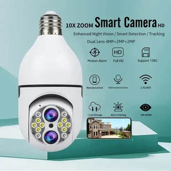 4MP UHD IPC360Home APP Dual Lens E27 Lambi Pea Pesa 10x Suurenduse Täielik Värvi IP Kaamera AI Humanoid Avastamise Turvalisuse beebimonitor