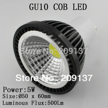 Tasuta kohaletoimetamine 85-265V juhitava 5W GU10 COB LED lamp, led Tõmbamisega Valge/Soe valge led valgustus