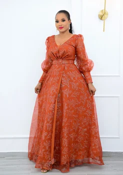 Aafrika Kleidid Naistele Suvel 2021 Aafrika Naiste V-kaelus Pikk Varrukas Pluss Suurus Pikk Kleit Maxi Kleit Aafrika Riided Naistele