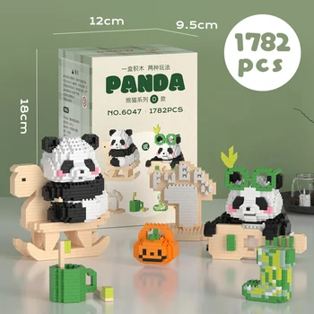 Loominguline Kawaii Panda Mini ehitusplokid Linna Ehitamise Komplekt Loomade Mudeli Kokkupanekuks Micro Diamond Tellised Mänguasi Lapsele Kingitus