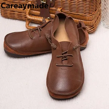 Careaymade-Käsitsi valmistatud 100% Ehtne nahk kingad Originaal uus kevad retro mugavad ja pehmed tallad elastne nahk vabaaja jalatsid