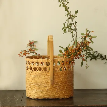 Jaapani-stiilis bambusest tooteid pikniku korvi bambusest korvi kodu puuviljakorv ostukorvi retro tee tuba ekraan mälu