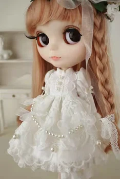 Blythe kleit 1/6 valge marli kleit 30 cm bjd mänguasi riie (Sobib Pullip,Ob24, Licca)