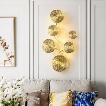 Nordic Gold Lotus Leaf LED seinavalgusti Retro Disain Tööstus-Decor Roostevabast Terasest Seina Sconce sisevalgustus Võistluskalendri