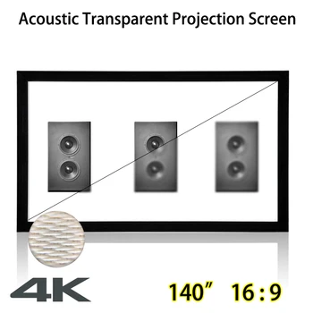 140inch 16:9 Akustiline Läbipaistev 4K projektoriekraan Toetada Kõlari Heli Taga Fikseeritud Raami Projektori Ekraanid Kino