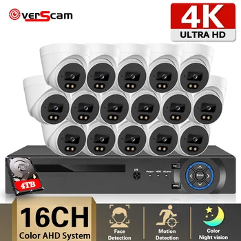 Overscam 16CH Kodu CCTV Kaamerad Seadistatud 4K 8MP 16CH DVR Kit 8MP Värvikas Öise Nägemise Turvalisuse Kuppel Kaameraga videovalve Süsteem