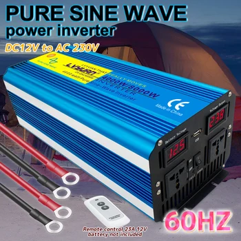 Pure Sine Wave Inverter DC 12V/24V AC 220V 230 V 60 hz Pinge Converter 5000W/6000W/8000W Kaugjuhtimispult Universaalne Pesa
