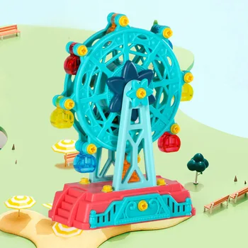 Lõbustuspark DIY Käik ehitusplokk Tellised Seab Lapsed Käsitsi Koost Kruvi Ferris wheel Ornament Puzzle Haridus Mänguasjad
