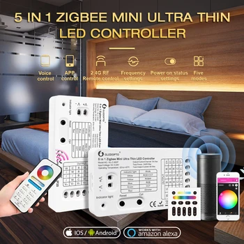 Gledopto Zigbee 3.0 DC5-24V Mini 5 in 1 RGBCCT/RGBW/RGB/TOLLITARIIFID/Dimmer LED Riba Kontroller TV Backlight Köök Valgustus