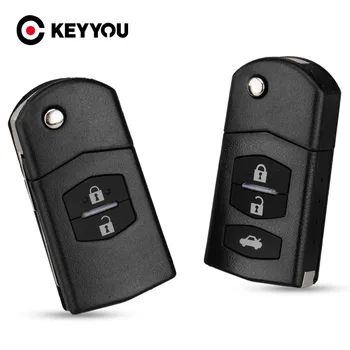 KEYYOU 2/3 button remote key tühi juhul Kokkuklapitavad Flip Remote Key Shell Juhul Fob PAD MAZDA 2 3 5 6 RX8 MX5 2B