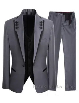 JELTONEWIN 2021 Hall Peigmees Pulmas Ülikond 3 Tükki Custom Made Meeste Slim Fit Ülikond Jakk, Vest Püksid Ametlik Mees Kleit Smoking Komplekt