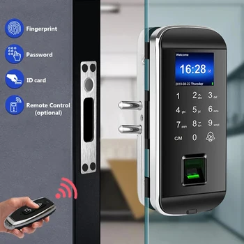 Uue Biomeetriliste Sõrmejälgede Klaas Ukse Lukk Office Elektriline Smart Card Ukse Lukustamine Sõrmejälje Ukse Lukk Koos Aega Käimist XM-100
