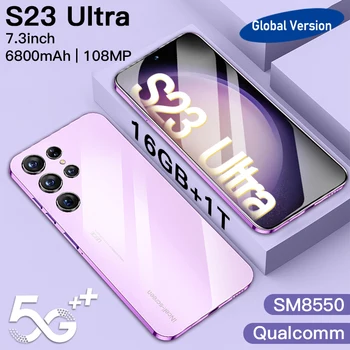 Uus S23 Ultra Nutitelefon Telefon Android 6800mAh 16+1 TB 7.3 tolline HD Ekraan mobiiltelefoni Globaalne Versioon 5G Mobiiltelefonid Face Unlock